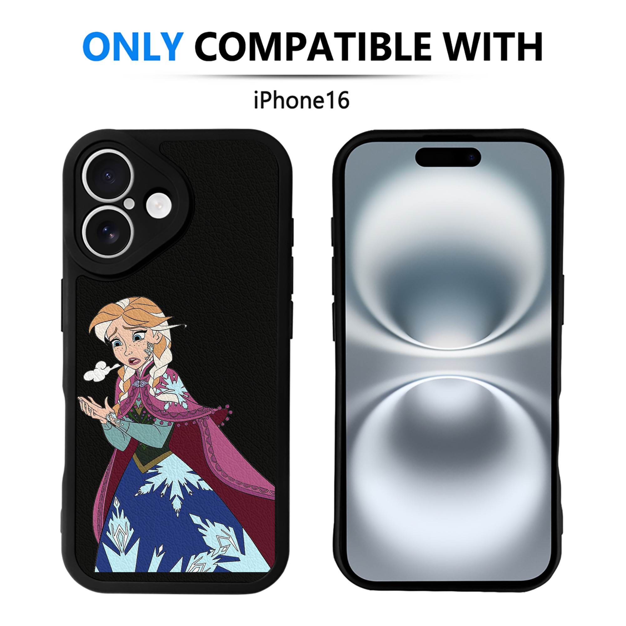 （画像用） アナと雪の女王 アンナ エルサ Frozen Anna Elsa 【iPhone 16シリーズ対応】シリコンスマホケース（レザー調） 材質：シリコン